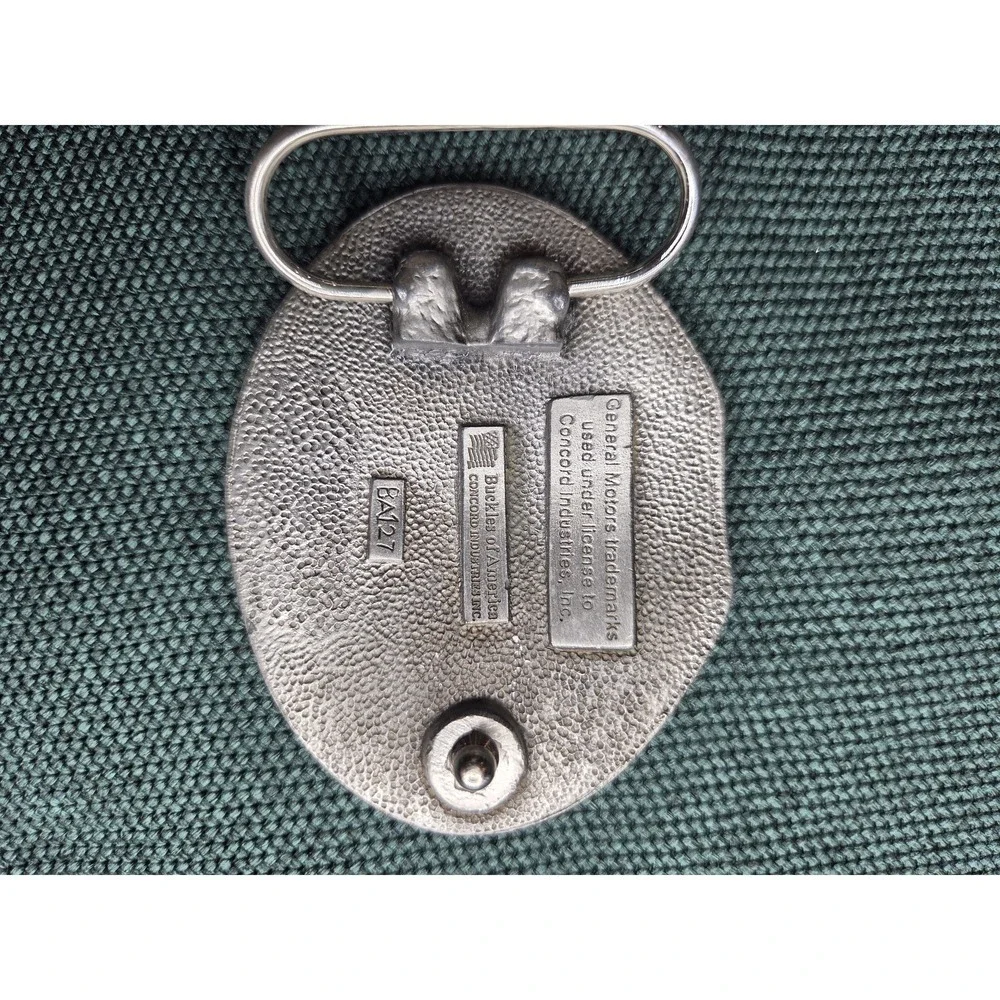 Vintage Cadillac Emblem Blue Enamel Classic Car Belt Buckle Silver-Tone